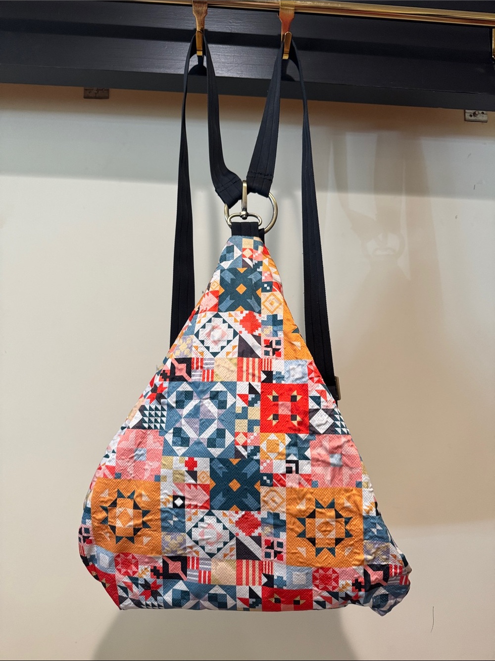 Patchwork Quilted Sling Backpack - Multicolor